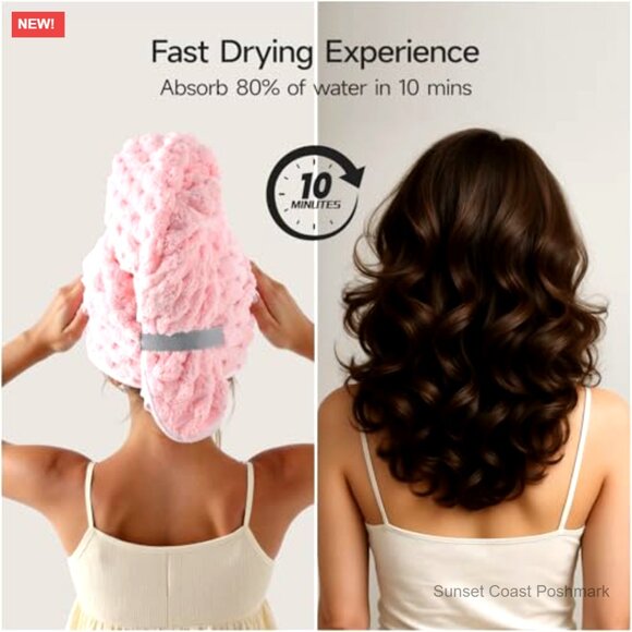 Microfiber Hair Towel Wrap Set Super Soft Quick Dry Anti Frizz Turban